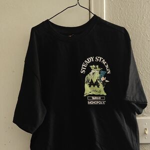 Black Graphic T-Shirt with Monopoly Design